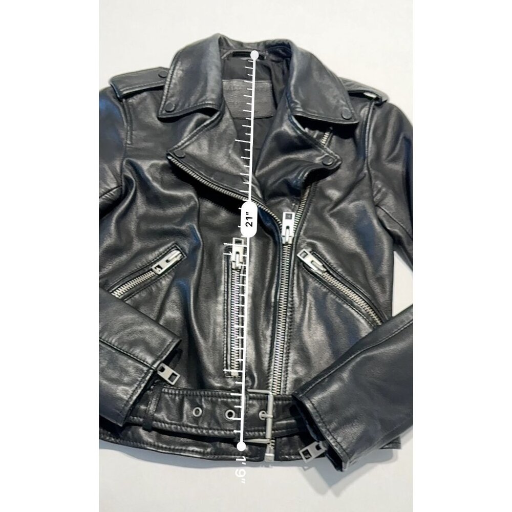 AllSaints Balfern Black Butter-Soft Leather Moto Biker Jacket Women's 0 - Picture 4 of 8